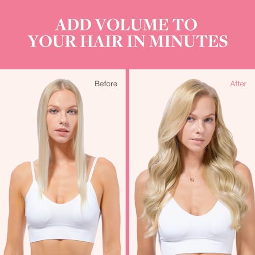 Image of GOO GOO Clip in Hair Extensions Real Human Hair, Remy Human Hair Extensions Clip ins for Women, Natural Human Hair, 18inch 130g 7Pcs, 18A /613A Dark Blonde Highlighted Bleach Blonde