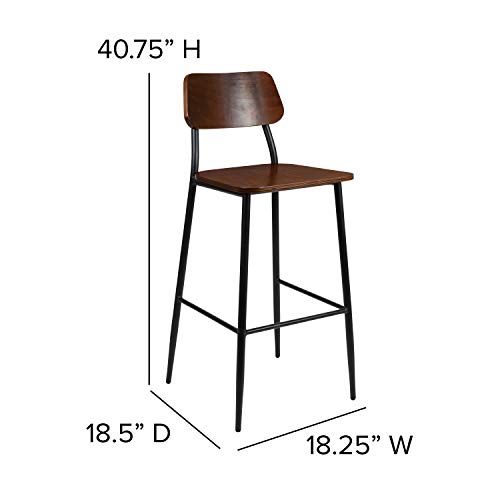 Butaco industrial EMMA + OLIVER con estructura en tono gunmetal y asiento de madera rústica | Estructura de acero miniatura 2