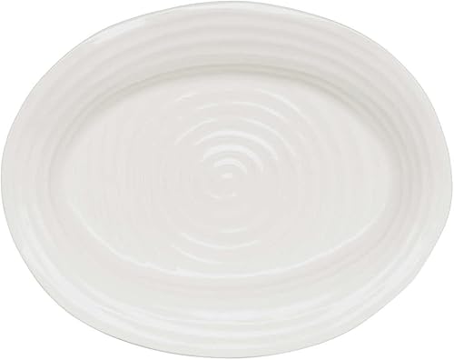 Portmeirion Sophie Conran - Bandeja ovalada mediana blanca para aperitivos, aperitivos y sándwiches, 14.5 x 12 pulgadas, apta para lavavajillas y