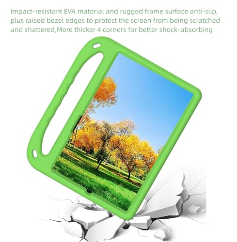 Sfulatdc Kids Tablet Case with Handle and Kickstand Shockproof Full Protection Cover Lightweight for Xiaomi Redmi Pad SE 11 inch Green - Image 3