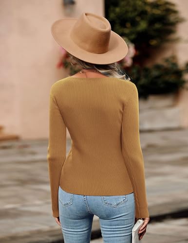 Zeagoo Sweaters for Women 2025 Knit Trendy Long Sleeve Lightweight Slim Fit Pullover Cutout Tops S-XXL3