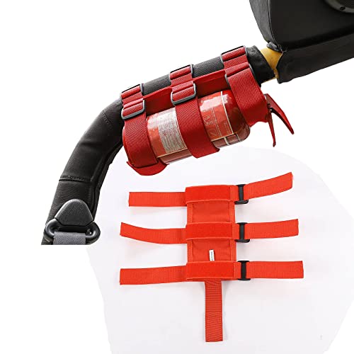 Adjustable Roll Bar Fire Extinguisher Mount Holder 3 lb for Jeep Wrangler Unlimited CJ YJ LJ TJ JK JKU JL JLU 4XE,Red