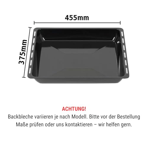 Foto von ICQN 455 x 375 mm 2er Backblech Set, 30 und 60 mm Extra Tiefe, Passend für Bosch, Siemens, Neff, Constructa, Flavel, Simfer, Emailliert, Fettpfanne, 45,5 x 37,5 cm