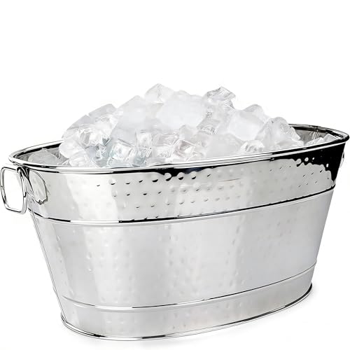 xiznzy Stainless Steel Ice Bucket Metal Drink Cooler with Handles for Parties & Events Decorative Beverage Chiller