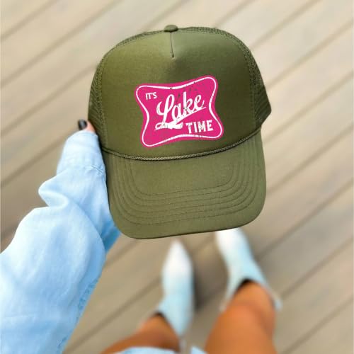 Image of It's Lake Time Summer Classic 5 Panel Foam Front Mesh Snap Back Trucker Hat