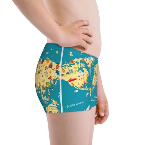 Boys' Cotton Boxer Brief Soft Underwear-World Map With Landmarks2