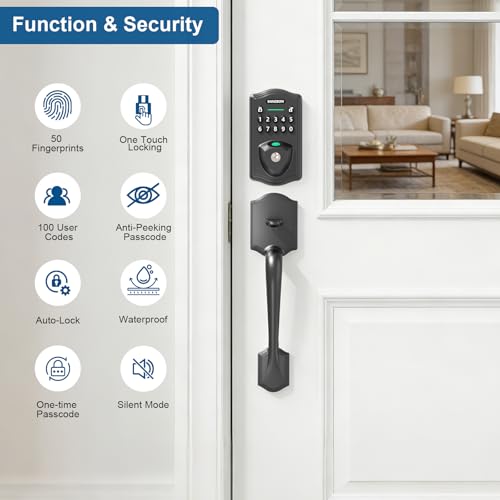 Image of Smart Deadbolt Door Lock with Keypad, Fingerprint Keyless Entry Door Lock, Electronic Keypad Deadbolt for Front Door, Biometric, Anti-Peeping Password, Auto Lock, Easy Installation