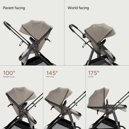 Image of Mompush Wiz 2 in 1 Baby Stroller with Infant Pramette Mode, One Hand Fold Convertible Newborn to Toddler Stroller with Reversible Seat and Large UPF 50+ Canopy