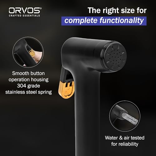 Image of Orvos Health Faucet, Golden Black, ABS Outer Body with Brass Pin Inside, Gun only, Jet Spray for high end Luxury Toilets