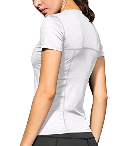 Workout Shirts For Women Moisture Wicking Quick Dry Sport Shirts Compression Tops White Shirts For Outdoor Exercise #TOP6