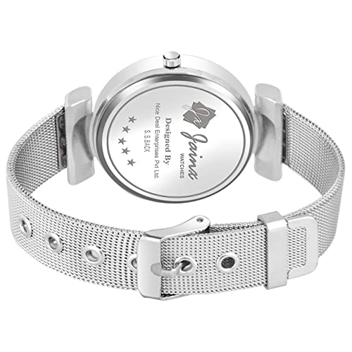 Image of jainx Silver Mesh Chain Analog Women Wrist Watch (Blue /Black /Silver /Pink /Green Color Dial)