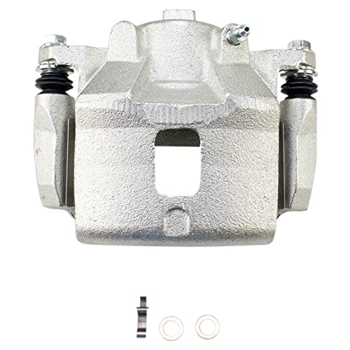 Image of TRQ Front Driver and Passenger Side Brake Caliper Set Caliper Brackets Compatible with 05-06 Chevrolet Cobalt with Rear Drum Brakes, 07-10 Cobalt with Rear Drum Brakes with 4 Lug Wheels