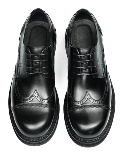 Santimon Men's Wingtip Brogue Oxfords Dress Shoes -Genuine Leather Lace-Up Derby for Work, Wedding & Business Casual with Comfort Cushioned Insole, Non-Slip Rubber Outsole3