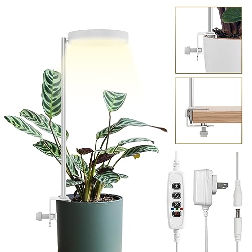 GLOWRIUM Grow Lights for Indoor Plants, Full Spectrum Plant Lights with Clip, Height Adjustable&3 Spectrum Mode, 3/9/12h Automatic Timer, 10 Dimmable Brightness, Mini Halo Grow Lights for Sm