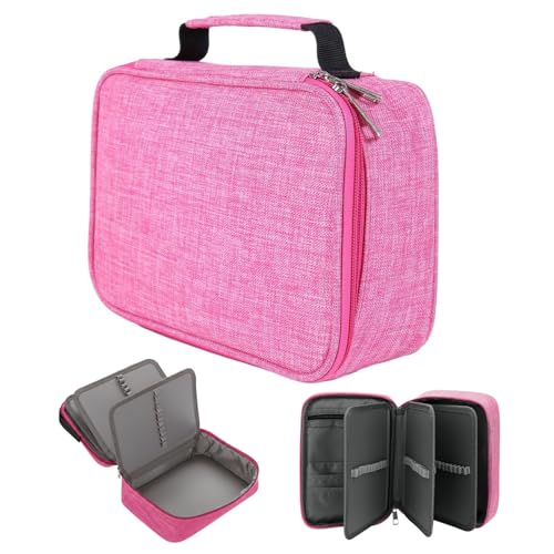 Estojo Escolar Box Grande, Organizador, com 4 Divisórias, 72 Elásticos, Feminino, Masculino, Zíper Resistente, com Alça, Qualidade Premium (Pink)