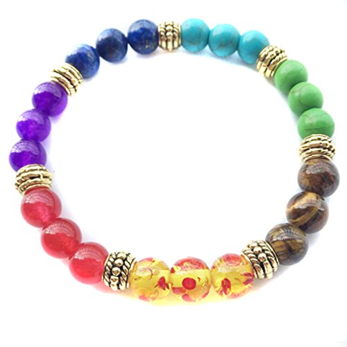 LALANG Golden Lava Rock Stone Chakra Bracelet Black Energy Gemtone Beads LALANG Golden Lava Rock Stone Chakra Bracelet Black Energy Gemtone Beads