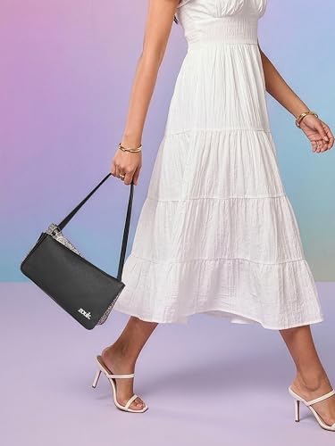 Image of ZOUK Kiya Small Shoulder Bag for Women - Dual-Sided Shoulder Bag with Criss-Cross Design| Handcrafted Purse with Dual Zipper Compartments & Water-Resistant Lining |