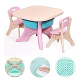 LIANGJUN Kindertisch Hocker Tisch Stuhl for Kinder Baby Sicherheit Aktivitätstabelle Aufbewahrungskiste Spielzimmer Einfach Zu Säubern, Leicht Zusammenzubauen, 3 Farben (Color : Pink, Size : C)