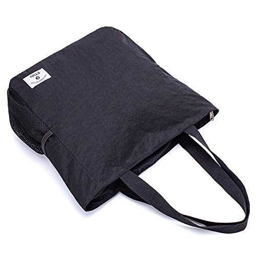 Image of ETidy Large Capacity Foldable Tote Bag With Zipper Waterproof Sandproof Women Beach Bag Handbag Gym Bag Travel Shopping Bag