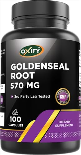 Oxify Goldenseal Root 570 mg | 100 Capsules | Gluten-Free Non-GMO | Supplement Made in USA