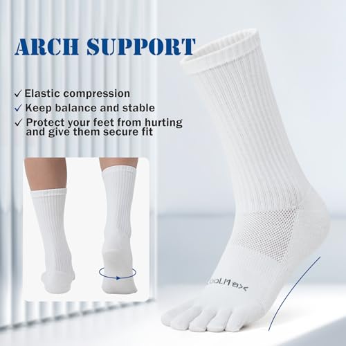 Toe Socks for Men Women Coolmax Crew Socks 3 Pairs Running Socks Athletic Breathable Five Finger Socks4