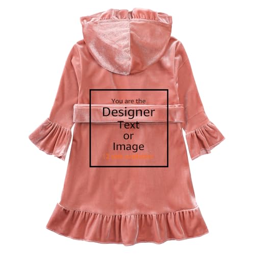 MYGBCPJS Boys Girls Custom Velvet Christmas Hooded Bathrobe Kids Customize Ruffle Long Sleeve Xmas Pajamas Add Own Design2