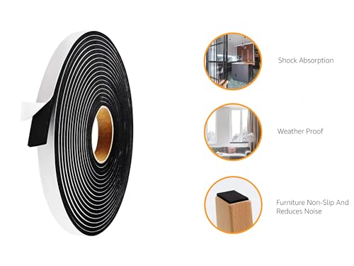 Image of Amazon Basics Single Side High Density Self Adhesive Foam Seal Tape, Weather Stripping Doors and Window Insulation Soundproofing -12MMX5MTR-6MM- Pack of 1