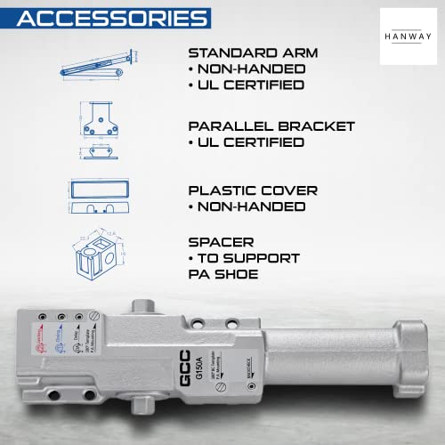 Hanway Heavy Duty Door Closer G150A - Rack & Pinion Automatic Door Closer With Standard Arm, Auto Adjustable Soft Close Door Closers For Residential And Commercial Use (Made In Taiwan) #TOP2