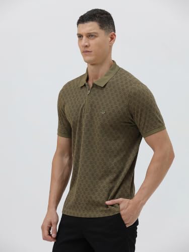 Image of CROCODILE Men's All Over Print Cotton Casual Wear T-Shirt | Collar | Half Sleeve | Comfort Fit | Pull On | Regular