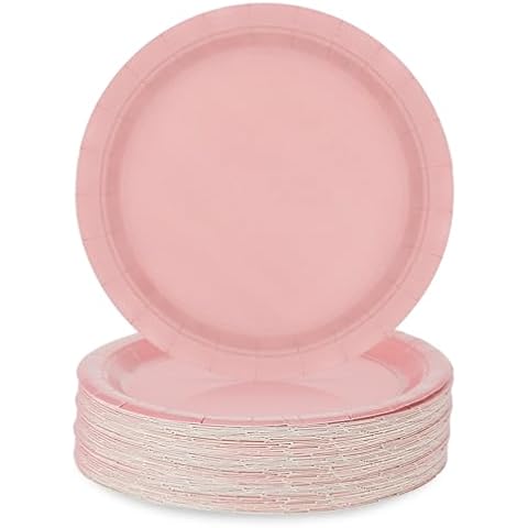 PARTY GO 100 Pcs Pink Paper Plates Set Cover