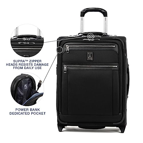 Travelpro Platinum Elite Softside Expandable Carry on Luggage, 2 Wheel Upright Suitcase, USB Port, Men and Women, International, Shadow Black, Carry On 20-Inch3