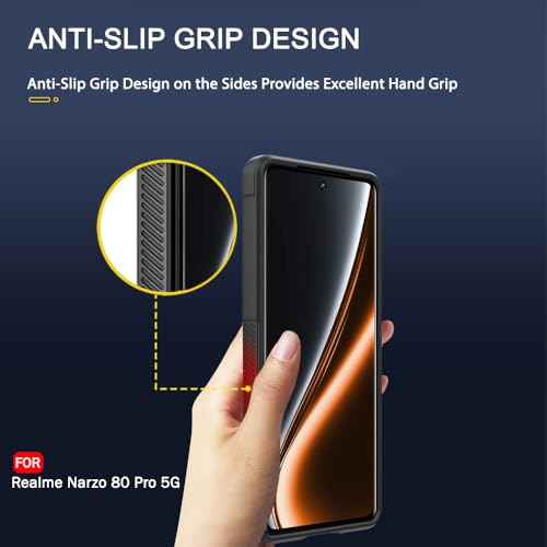 Image of TheGiftKart Liquid Silicon Back Cover Case for Realme Narzo 80 Pro 5G | ShockProof Military Grade Protection | Micro-Fibre Cloth On Inner Side | Anti-Slip Grip Back Cover for Narzo 80 Pro (TPU, Black)