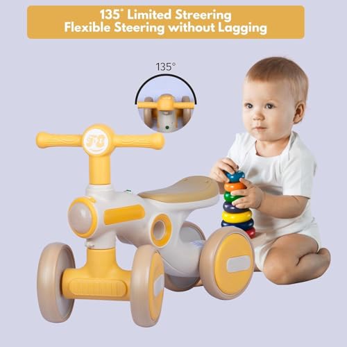 Image of Little Glide Ride on Balance Bike for 1-3 Years| Musical Ride-On Toy with LED Lights | Safe, Sturdy & Fun Indoor Toy| Suitable for Boys & Girls | Weight Capacity Up to 20Kgs(KB-065-Yellow)