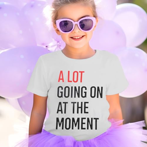 Image of LOTUCY Country Music Shirt Kids Girls Western Cowgirl Letters Graphic Tee | A Lot Going On at The Moment Shirt Kids Girls Cute Country Concert Outfits Nashville Gifts Tshirt Funny Graphic Tees