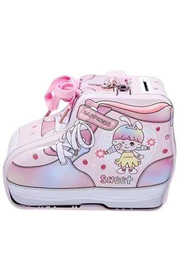 Tirelire en métal en forme de chaussure avec cadenas, tirelire amusante grande taille pour garçons et filles (Sweet)