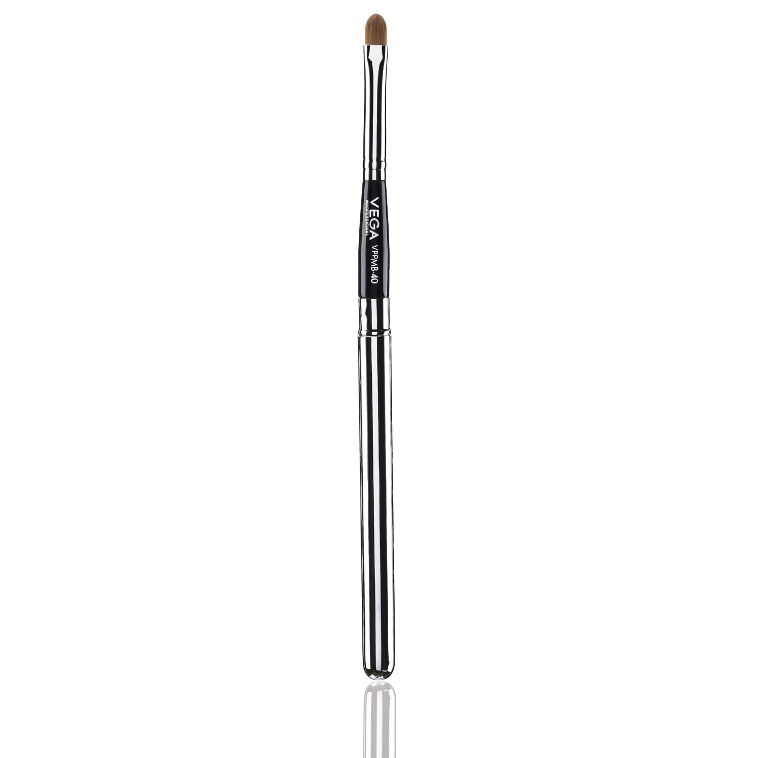 VEGA PROFESSIONAL Retractable Lip Brush, Soft Bristles, Copper Furrele, Wooden Handle, (VPPMB-40)