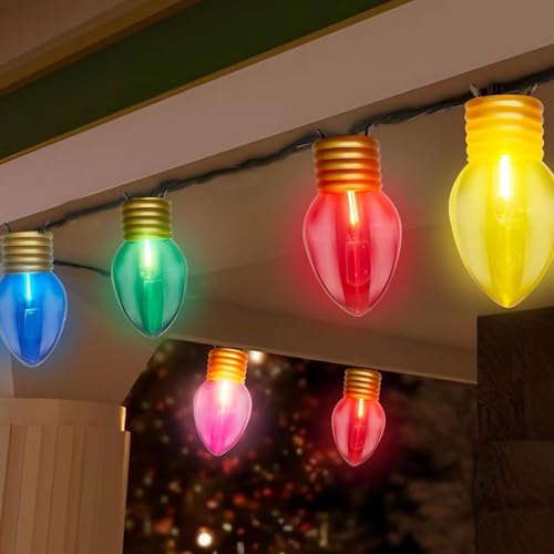 Xingzd 16Ft Jumbo LED Multicolor Christmas String Lights Outdoor with 10 C7 LED Bulb, Clear Multicolor Hanging String Lights for Indoor Home Outdoor Porch Patio Eave Xmas Trees Roofline Decorations