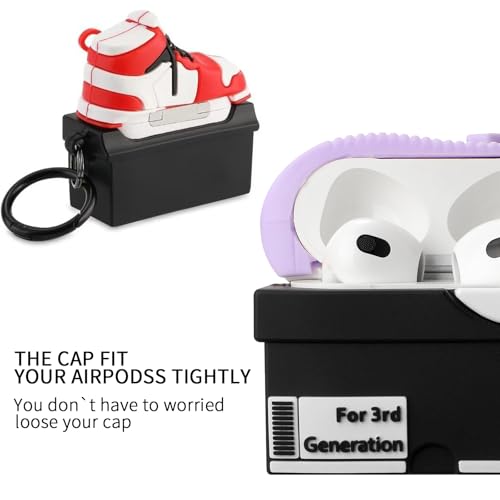 Image of [2Pack] Gedicht for Apple Airpods 3rd Generation Case Cover, Cute Cartoon Shoe Box Soft Silicone Protective Cases for AirPods 3 Case with Keychain for Women Men, Red+Purple