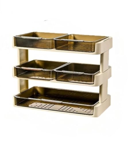 Wyazziv 多層カラーコーヒー収納棚透明PET引き出し式卓上カプセルコーヒーバッグキッチン家庭用多機能引き出し式卓上鍋皿多層仕分けおかず (D)