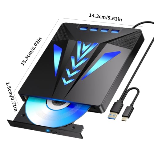 Unidad externa de disco para laptop 6 en 1 con USB y ranura para tarjeta miniatura 3