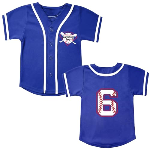CHAIRAY Kids Baseball Birthday Jersey Boys Baseball Shirt with Button Short Sleeve Tees for 1-6 Years Old Girl Toddler