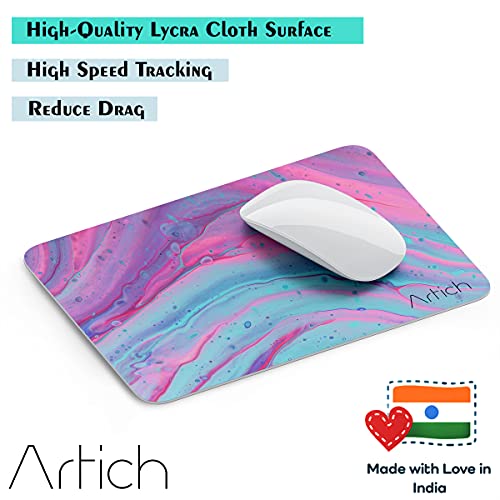 Image of Artich Designer Gaming Mouse Pad for Office Laptop /Computer with Super Soft Non-Slip Rubber Base and Lycra Cloth Surface for Silky Touch Rectangle (Crystalline Colors of Violet Marble)