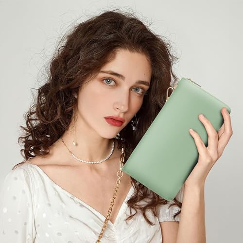 Image of Chelmon Women's Vegan Leather Clutch Wallet with Zip, Hand Strap, Large Capacity