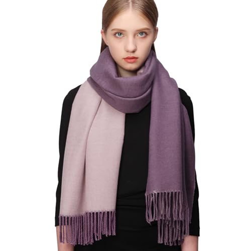 RIIQIICHY Pashmina Shawls and Wraps for Evening Dresses Scarfs for Women Fall Winter Travel Blanket Scarf Large Warm Scarves Purple and Pink