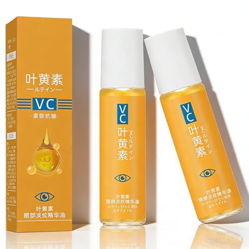VC Anti-Wrinkle Eye Serum Oil with Lutein Roller Ball Essence for Dark Circles Eye Bags & Puffiness Firming Anti-Aging Hydrating Essential Oil for Women & Men (2pc Scented)