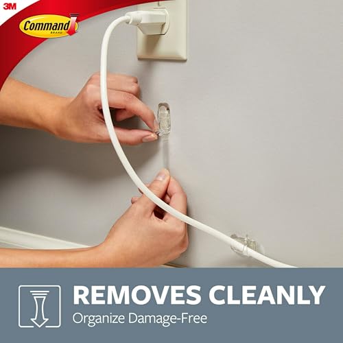 Command Round Cord Clips, 10 Organizadores de Cables Transparentes con 12 Tiras Command, Clips de Pared sin Daño para Colgar Cables Eléctricos miniatura 5