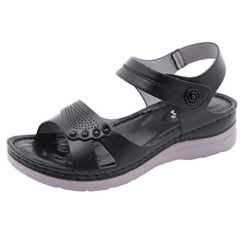 Sandales fermées femme à talon compensé et scratch pour le printemps-été