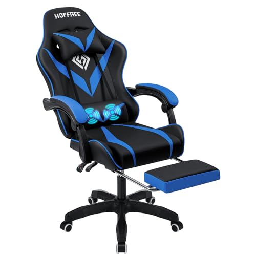 Gaming Chair with Massage Ergonomic Computer Chair with Footrest and Lumbar Support Reclining PC...