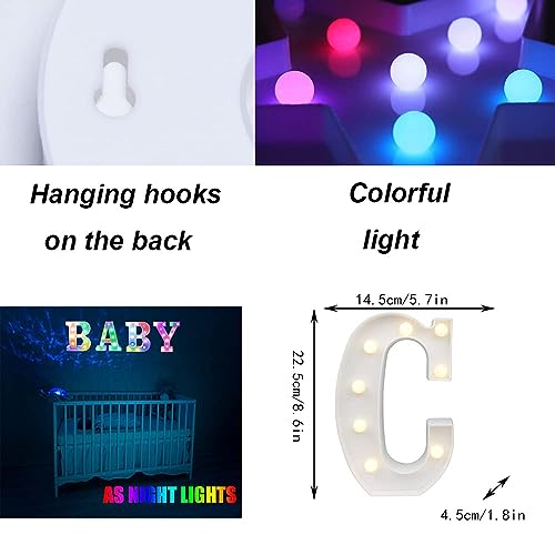 Image of LED Marquee Letter Lights, 18 Colors Changing Light Up Letters with Remote, RGB Alphabet Letters Sign for Girls Boys Gift Birthday Party Night Light Bedroom Wedding Christmas Decor-Colorful C