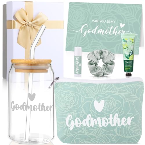 Funnymoom 8 Pcs Godmother Proposal Gift Set, Will You Be My Godmother, Green